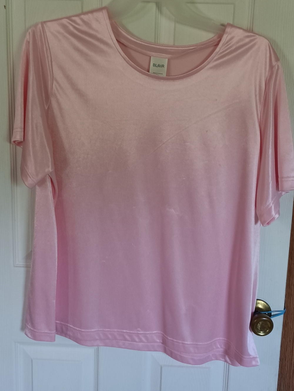 Blair Silky Light Pink Short-Sleeve Crewneck Top